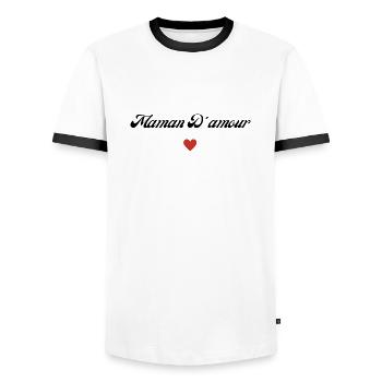 maman d'amour - T-shirt contrasté Homme - blanc/noir - Devant - AI Model Female 172 light (172cm) & AI Model Male 178 dark (178cm)