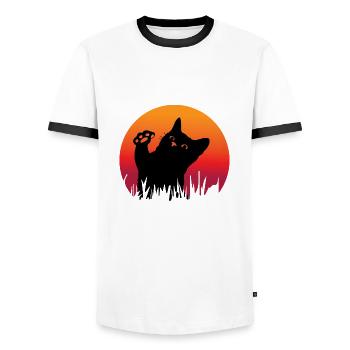 Cute cat - black cat - Men's Ringer Shirt - white/black - Front - AI Model Female 172 light (172cm) & AI Model Male 178 dark (178cm)