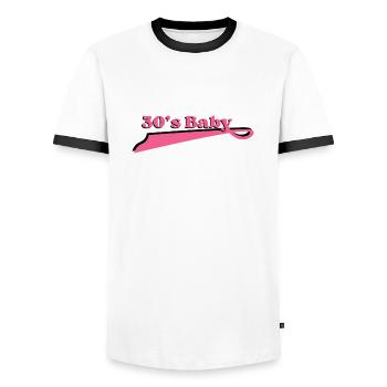 Year 30 baby - Men's Ringer Shirt - white/black - Front - AI Model Female 172 light (172cm) & AI Model Male 178 dark (178cm)