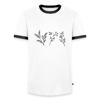 Flowers - Wildblumen für alle! - Männer Kontrast-T-Shirt - Weiß/Schwarz - Vorne - AI Model Female 172 light (172cm) & AI Model Male 178 dark (178cm)