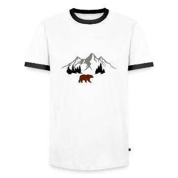 Bear Mountains Nature - Men's Ringer Shirt - white/black - Front - AI Model Female 172 light (172cm) & AI Model Male 178 dark (178cm)