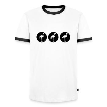 Conception de flamants roses - T-shirt contrasté Homme - blanc/noir - Devant - AI Model Female 172 light (172cm) & AI Model Male 178 dark (178cm)