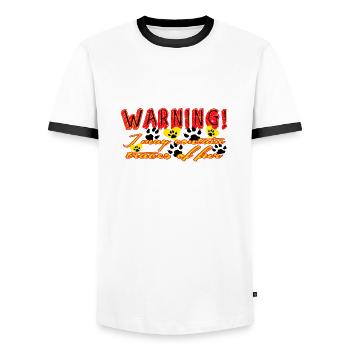Love for animals. Caution, it may contain hair. - Men's Ringer Shirt - white/black - Front - AI Model Female 172 light (172cm) & AI Model Male 178 dark (178cm)