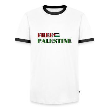 LIBÉRER LA PALESTINE POUR TOUJOURS - T-shirt contrasté Homme - blanc/noir - Devant - AI Model Female 172 light (172cm) & AI Model Male 178 dark (178cm)