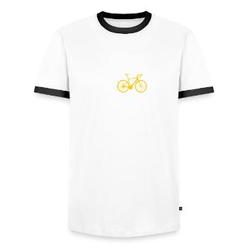 Bicycle Heartbeat Ekg Wheel - Men's Ringer Shirt - white/black - Front - AI Model Female 172 light (172cm) & AI Model Male 178 dark (178cm)
