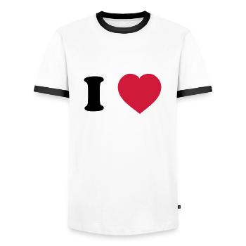 I Love (à personnaliser) - T-shirt contrasté Homme - blanc/noir - Devant - AI Model Female 172 light (172cm) & AI Model Male 178 dark (178cm)