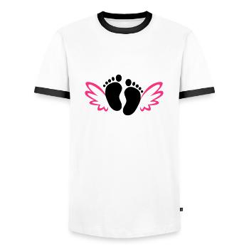 Pieds de bébé ange - T-shirt contrasté Homme - blanc/noir - Devant - AI Model Female 172 light (172cm) & AI Model Male 178 dark (178cm)