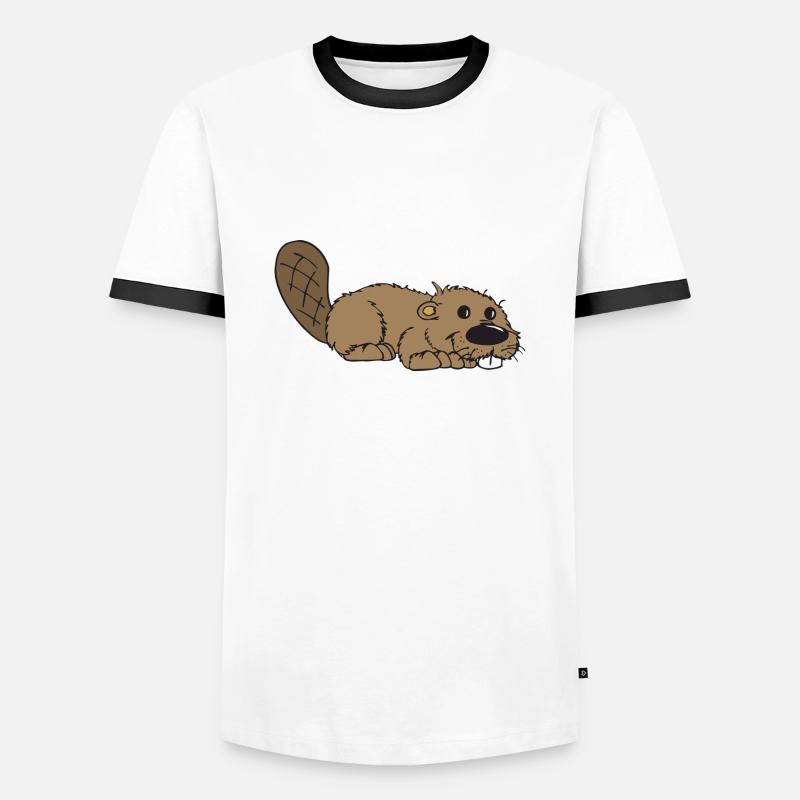 Bieber - Männer Kontrast-T-Shirt - Weiß/Schwarz
