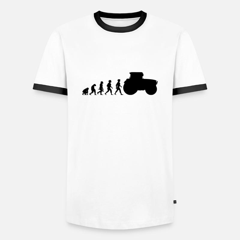 Evolution Traktor Trecker Ackerschlepper - Männer Kontrast-T-Shirt - Weiß/Schwarz