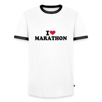 I love Marathon - Männer Kontrast-T-Shirt - Weiß/Schwarz - Vorne - AI Model Female 172 light (172cm) & AI Model Male 178 dark (178cm)