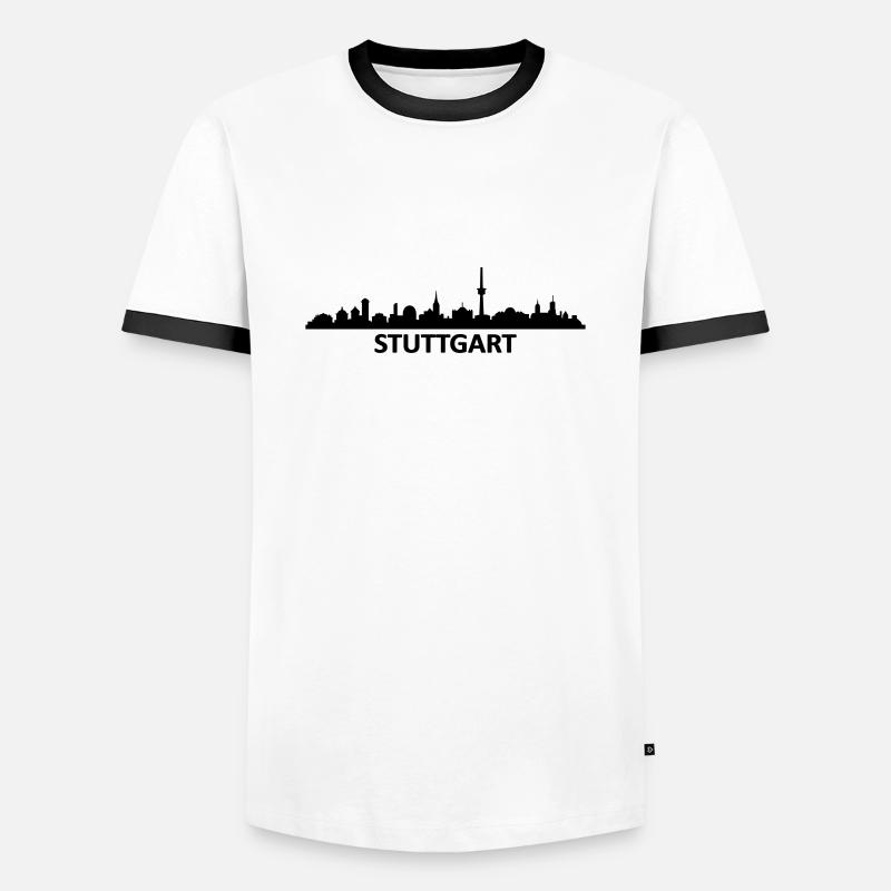 Skyline Stuttgart Name - Männer Kontrast-T-Shirt - Weiß/Schwarz