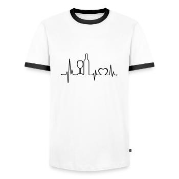 Vin signal - T-shirt contrasté Homme - blanc/noir - Devant - AI Model Female 172 light (172cm) & AI Model Male 178 dark (178cm)