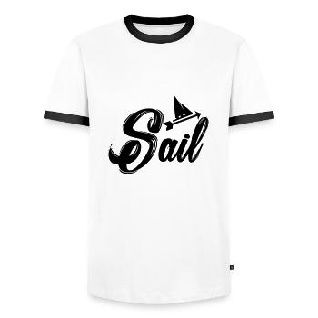 sail - T-shirt contrasté Homme - blanc/noir - Devant - AI Model Female 172 light (172cm) & AI Model Male 178 dark (178cm)
