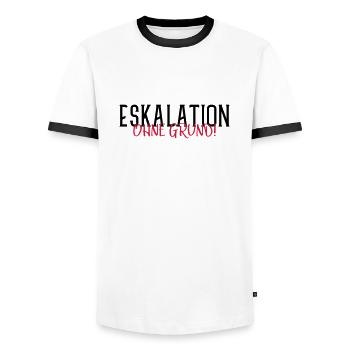 eskalation ohne grund - Männer Kontrast-T-Shirt - Weiß/Schwarz - Vorne - AI Model Female 172 light (172cm) & AI Model Male 178 dark (178cm)