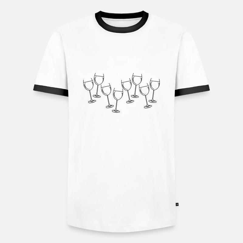 Wein glaeser sekt - Männer Kontrast-T-Shirt - Weiß/Schwarz