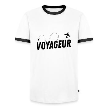 Reisender - Männer Kontrast-T-Shirt - Weiß/Schwarz - Vorne - AI Model Female 172 light (172cm) & AI Model Male 178 dark (178cm)
