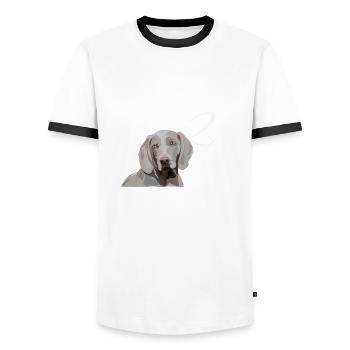 Weimaraner - 2. Geburtstag - Männer Kontrast-T-Shirt - Weiß/Schwarz - Vorne - AI Model Female 172 light (172cm) & AI Model Male 178 dark (178cm)