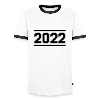 2022 - Männer Kontrast-T-Shirt - Weiß/Schwarz - Vorne - AI Model Female 172 light (172cm) & AI Model Male 178 dark (178cm)