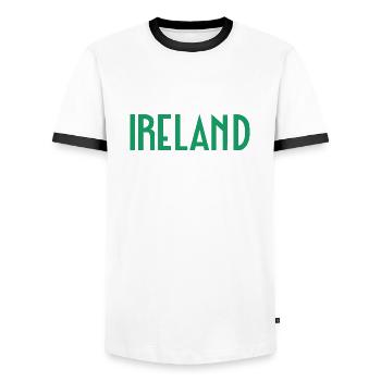 Ireland - Men's Ringer Shirt - white/black - Front - AI Model Female 172 light (172cm) & AI Model Male 178 dark (178cm)