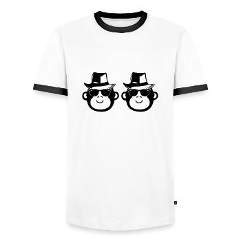 Monkey Cool Gangster - Men's Ringer Shirt - white/black - Front - AI Model Female 172 light (172cm) & AI Model Male 178 dark (178cm)