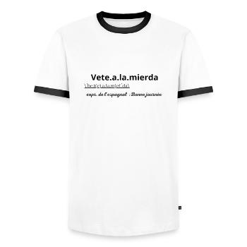 Vêtement pour Espagnol humoristique ! - T-shirt contrasté Homme - blanc/noir - Devant - AI Model Female 172 light (172cm) & AI Model Male 178 dark (178cm)