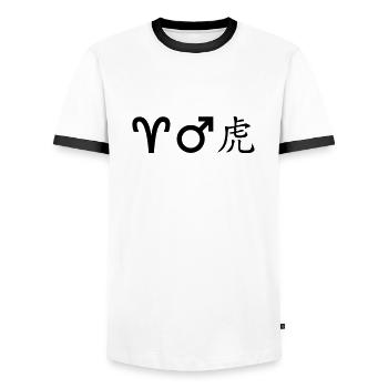 Bélier Mars Tigre - T-shirt contrasté Homme - blanc/noir - Devant - AI Model Female 172 light (172cm) & AI Model Male 178 dark (178cm)