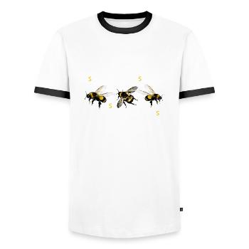 Kleine puschel Hummel - Männer Kontrast-T-Shirt - Weiß/Schwarz - Vorne - AI Model Female 172 light (172cm) & AI Model Male 178 dark (178cm)