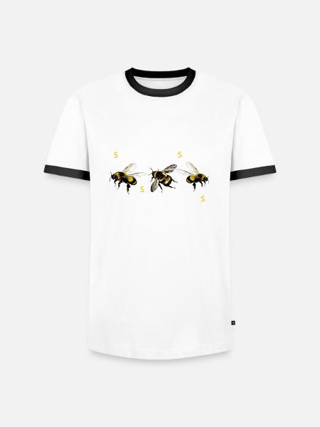Kleine puschel Hummel - Männer Kontrast-T-Shirt - Weiß/Schwarz