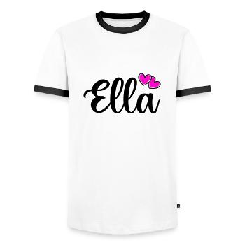 ella name - Männer Kontrast-T-Shirt - Weiß/Schwarz - Vorne - AI Model Female 172 light (172cm) & AI Model Male 178 dark (178cm)