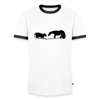 Cutting Horse - Männer Kontrast-T-Shirt - Weiß/Schwarz - Vorne - AI Model Female 172 light (172cm) & AI Model Male 178 dark (178cm)