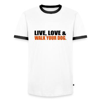 Hund - Männer Kontrast-T-Shirt - Weiß/Schwarz - Vorne - AI Model Female 172 light (172cm) & AI Model Male 178 dark (178cm)