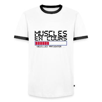 muscles en cours citation - T-shirt contrasté Homme - blanc/noir - Devant - AI Model Female 172 light (172cm) & AI Model Male 178 dark (178cm)