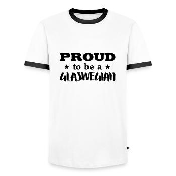 glaswegian proud to be - Men's Ringer Shirt - white/black - Front - AI Model Female 172 light (172cm) & AI Model Male 178 dark (178cm)