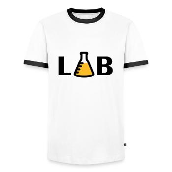 LAB (2c) - T-shirt contrasté Homme - blanc/noir - Devant - AI Model Female 172 light (172cm) & AI Model Male 178 dark (178cm)