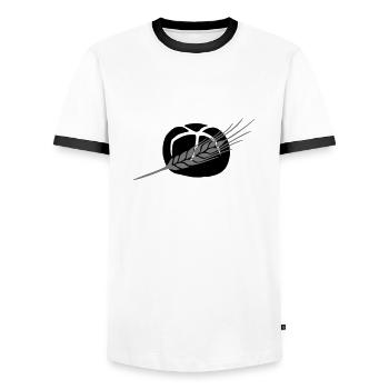 Broetchen Grain Korn 2farbig changeable - Men's Ringer Shirt - white/black - Front - AI Model Female 172 light (172cm) & AI Model Male 178 dark (178cm)