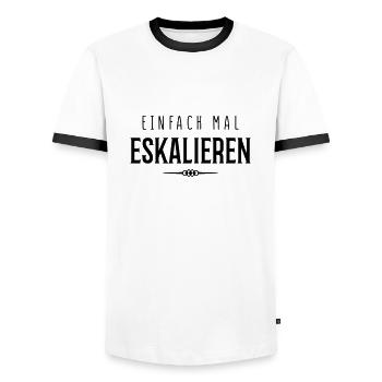 einfach mal eskalieren - Männer Kontrast-T-Shirt - Weiß/Schwarz - Vorne - AI Model Female 172 light (172cm) & AI Model Male 178 dark (178cm)