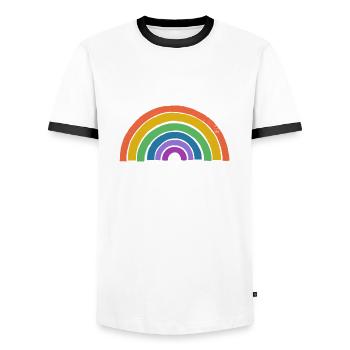 Arc-en-ciel - T-shirt contrasté Homme - blanc/noir - Devant - AI Model Female 172 light (172cm) & AI Model Male 178 dark (178cm)