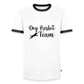 Dog Frisbee Team dog sport - Men's Ringer Shirt - white/black - Front - AI Model Female 172 light (172cm) & AI Model Male 178 dark (178cm)