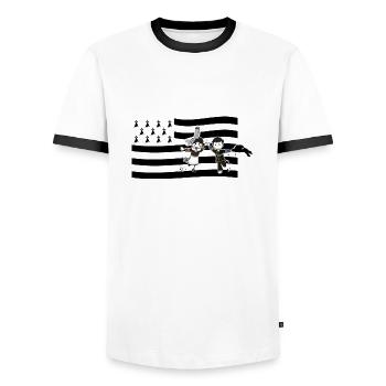 Bretonische Flagge - Männer Kontrast-T-Shirt - Weiß/Schwarz - Vorne - AI Model Female 172 light (172cm) & AI Model Male 178 dark (178cm)