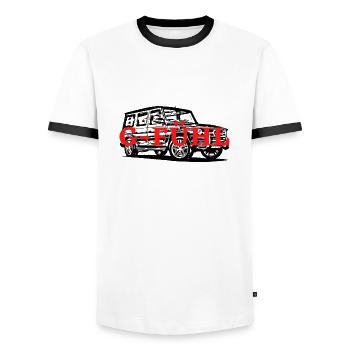 G Klasse / G-Fühl - Männer Kontrast-T-Shirt - Weiß/Schwarz - Vorne - AI Model Female 172 light (172cm) & AI Model Male 178 dark (178cm)