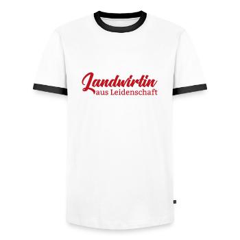 Landwirtin aus leidenschaft Landleben Geschenk - Männer Kontrast-T-Shirt - Weiß/Schwarz - Vorne - AI Model Female 172 light (172cm) & AI Model Male 178 dark (178cm)