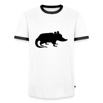 Silhouette Opossum Design - Men's Ringer Shirt - white/black - Front - AI Model Female 172 light (172cm) & AI Model Male 178 dark (178cm)