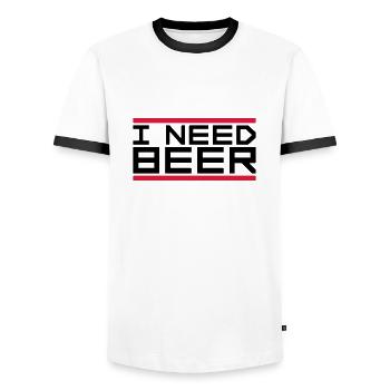 I Need Beer - Männer Kontrast-T-Shirt - Weiß/Schwarz - Vorne - AI Model Female 172 light (172cm) & AI Model Male 178 dark (178cm)