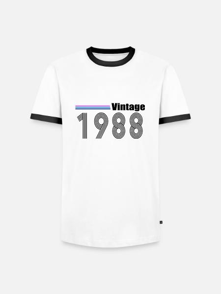 1988 - Männer Kontrast-T-Shirt - Weiß/Schwarz
