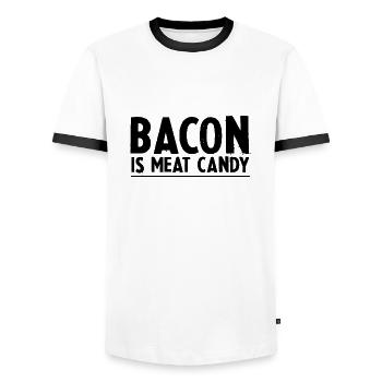Bacon Is Meat Candy 3 - Men's Ringer Shirt - white/black - Front - AI Model Female 172 light (172cm) & AI Model Male 178 dark (178cm)