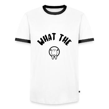 Was für ein Siegel? - Männer Kontrast-T-Shirt - Weiß/Schwarz - Vorne - AI Model Female 172 light (172cm) & AI Model Male 178 dark (178cm)