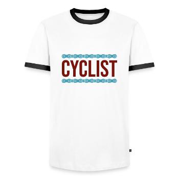 Fahrrad - Männer Kontrast-T-Shirt - Weiß/Schwarz - Vorne - AI Model Female 172 light (172cm) & AI Model Male 178 dark (178cm)