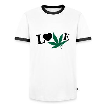 Weedi - Männer Kontrast-T-Shirt - Weiß/Schwarz - Vorne - AI Model Female 172 light (172cm) & AI Model Male 178 dark (178cm)