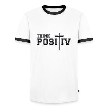 Penser positif - T-shirt contrasté Homme - blanc/noir - Devant - AI Model Female 172 light (172cm) & AI Model Male 178 dark (178cm)