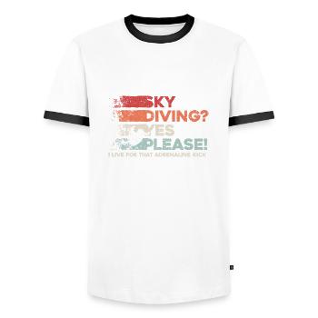 Conception de la fièvre de Sky Plunge. Cadeau d’adrénaline parfait - T-shirt contrasté Homme - blanc/noir - Devant - AI Model Female 172 light (172cm) & AI Model Male 178 dark (178cm)